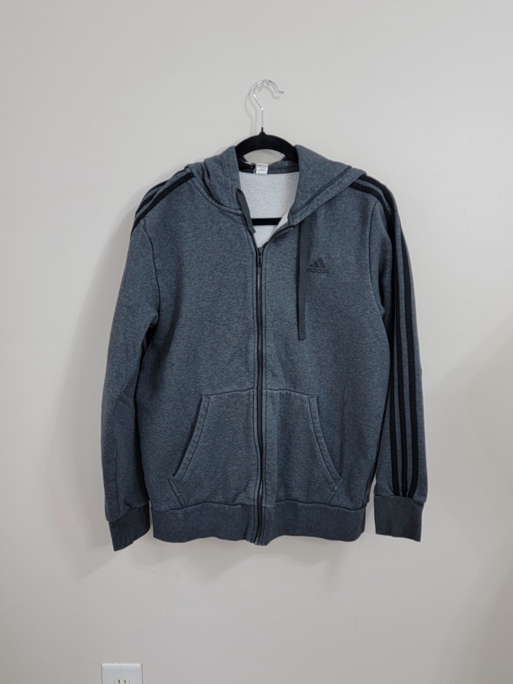 Adidas Men’s Dark Gray Full-Zip Hoodie Sweater M